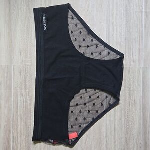 Splendies Womens' Cotton Bikini Polka Dot Underwear Black Sheer Panties Medium